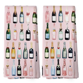 Mcehtle Pink Champagne Kitchen Towels Set of 2, Champagne Accessories Home Bar Bathroom Decor, Champagne Gifts for Women, Cocktail Gift Bachelorettes Decorative Tea Dish Towels 16x24 Inch
