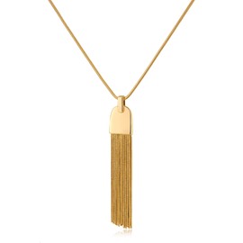 LILIE&WHITE Long Gold Plated Tassel Necklace for Women - Sleek Pendant Design - Fashion Jewellery for Everyday Wear & Special Occasions