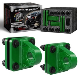 AUTMATCH D Ring Shackle Mount with Backer Plate (2 Pack) - Bolt On Clevis Mount Bumper Shackle Bracket, Max 24T (52,910 Lbs) for Bumper, Bucket, Trailer, Truck, Dark Green