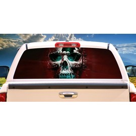SignMission Wicked Skull Rear Window Graphic Truck View Thru Vinyl Decal Back