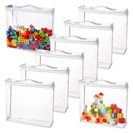 Dhqkqg 8 Pcs Toy Storage Bags, Clear PVC Toy Storage Bags with Zipper, Waterproof Toy Organizing Bags, Clear Storage Bags for Building Blocks Puzzles Toys, Board Games, Puzzle