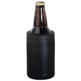 Thirsty Rhino Blok, 12 oz Stainless Steel Beer Can & Bottle Holder Can Cooler Insulator, Double Wall Vacuum Insulated, Set of 1 (Black)