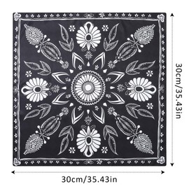 AWAYTR 35” Silk Scarf for Women Large Head Scarf Square Hair Scarf Satin Hair Bandana Printed Silk Sleeping Head Wrap (Mandala(Black))