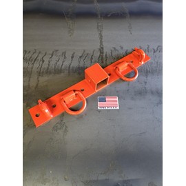 Heavy Duty Compact Tractor Towing Kit - Weld on Chain Hooks, D Rings, 3 Inch Receiver Plate - Compatible with John Deere, Kubota Steel, USA Made - Orange