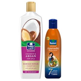 Parachute Advansed Argan Shampoo & Ayurvedic Hair Oil Combo | Hair Repair & Ayurvedic Nourishment | Reduces Hair Fall & Strengthens Hair | Pack of 2 | 11.4 Fl oz + 10.1 Fl oz