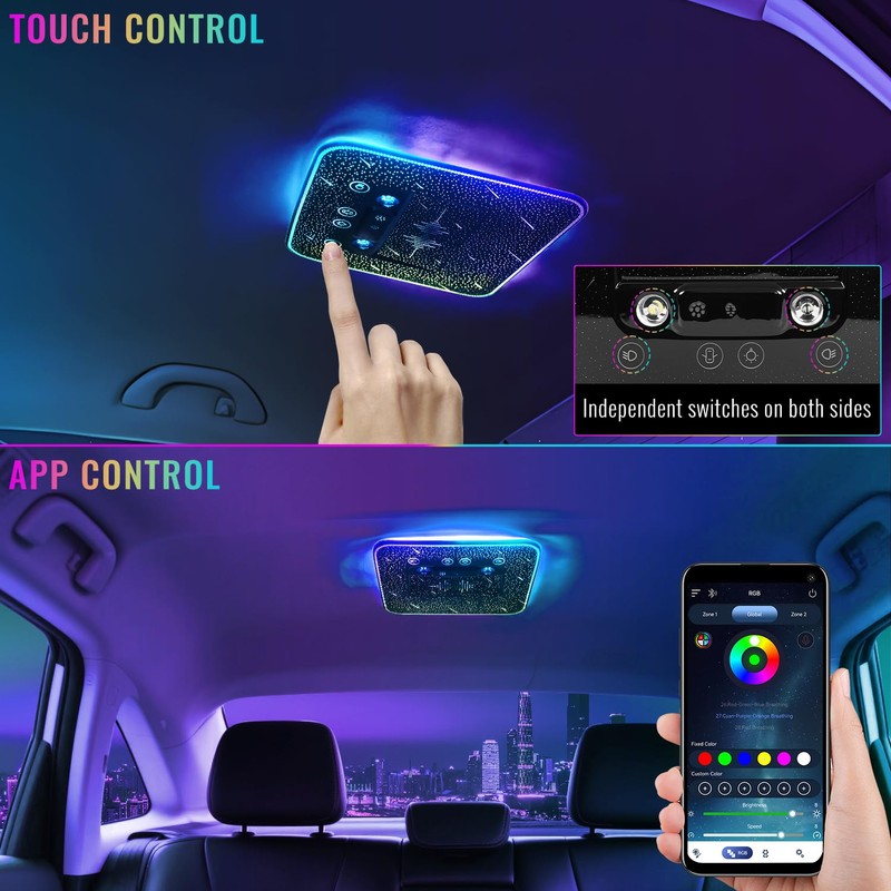 AMSPRAC Universal Car Roof Dome Lights Replacement,Adjustable LED Ceiling Lamps
