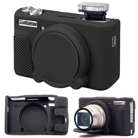 CLANMOU Silicone Camera Case Compatible with Canon PowerShot SX740/ SX730 HS Digital Camera, Soft Protective Case Cover with Removable Lens Cover, Anti-Slip & Anti-Scratch, Black