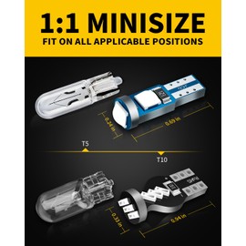 Antline T5 37 74 73 2723 2721 194 T10 168 2825 W5W LED Bulb Blue, Super Bright PC74 PC37 PC168 PC194 PC161 LED Replacements for Interior Dome Map Dashboard Panel Gauge Indicator Lights (Pack of 10)