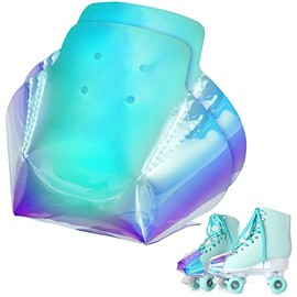 2 protectores de piel sintética para patines de cuatro ruedas (color arcoíris, patrón sólido)