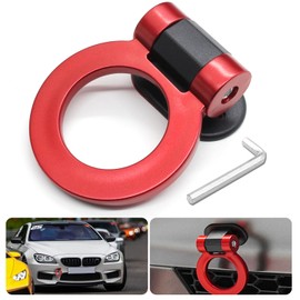 Uenhoy Red Tow Hook Universal Bumper Trailer Tow Hook Car Decor Sticker for Car Truck SUV, Ring Shaped (Only for Decoration)