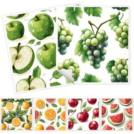 6 Pack Swedish Dishcloths for Kitchen - Reusable Dish Paper Towels Cloths Washable,Absorbent Cellulose Cleaning Sponge Cloth Wipes Quick Dry, Decorative Tea Towels,No Odor Biodegradable(Fruit)