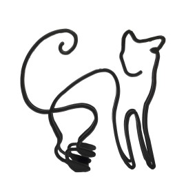 FixtureDisplays 4.7X4.8X0.4" Metal Cat Art Small Tabletop Wall Hanging Mount Abstract Sculpture