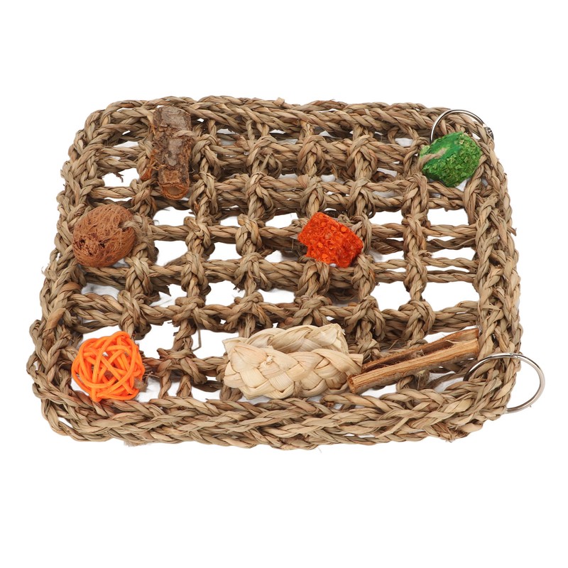 Bird Foraging Wall Toy Boredom Relief Seagrass Hand Woven Parrot