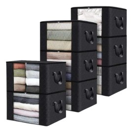 Set De 8 Bolsa Organizadora De Ropa Bolsa De Almacenamiento Color Negro Rombo