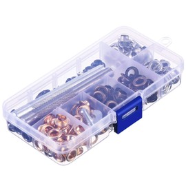 Grommet Kit 200 Sets Grommets Eyelets with 3 Pieces Install Tool Kit, 4 Colors (2/5 Inch Inside Diameter)