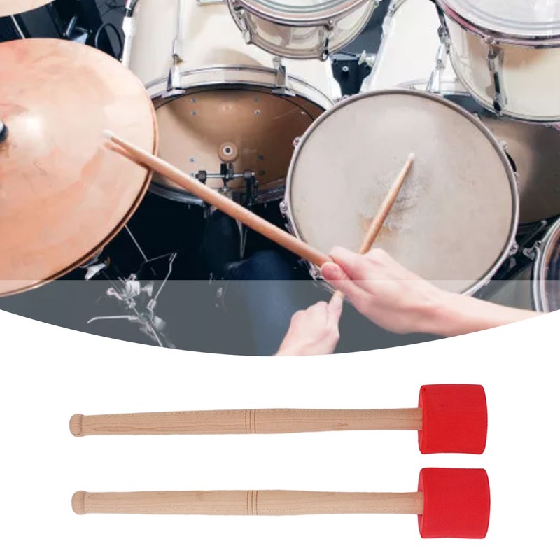 2PCS Bass Foam Drum Mallet Oak Handle EVA Foam Head