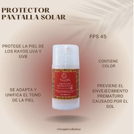 Protector solar facial | Bloqueador solar facial con color | unifica tono de piel | Cuida envejecimiento prematuro | todo tipo de piel | FPS45 | 50 ml