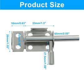 Unlorspy 2Pcs Sliding Barrel Bolt Door Lock Stainless Steel Mini Sliding Bolt Gate Latch for Bedroom Door Window (Silver)