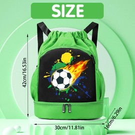 AUNGKWANG Drawstring Gym Bag Kids Gym Bag Waterproof Shopping Bag for Swimming and Beach, Green