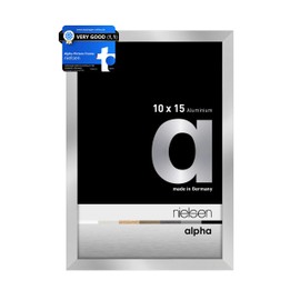 nielsen Alpha Photo Frame 4x6, 10x15cm Aluminium Picture Frame, Silver Photo Frame with Protective Float Glass and Push and Turn Clips - Silver