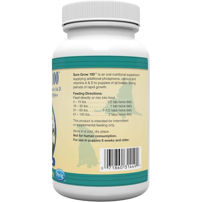 PetAg Sure Grow Supplement for Dogs & Growing Puppies 100