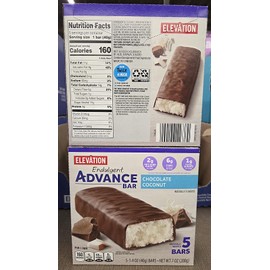 Elevation Endulgent Advance Bar Chocolate Coconut 7oz 200g (Two Boxes)