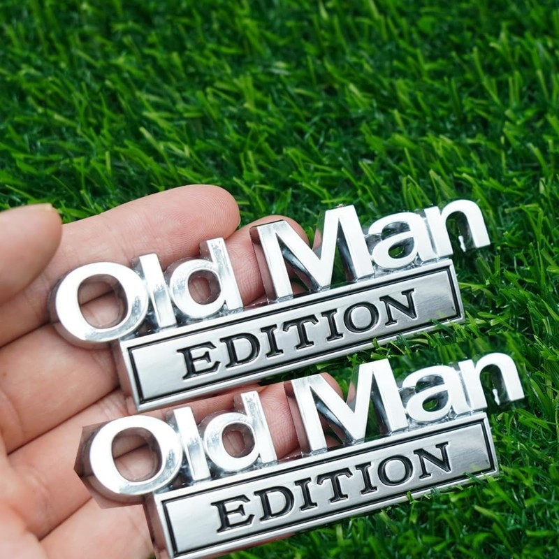 2PCS Old Man Edition Car Badge,3D Emblem Sticker Badge Old