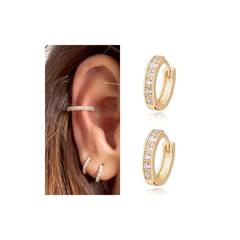 Aretes para Mujer, Pendientes de Aro con Diamante con Zirconia