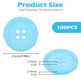 Pack of 100 Buttons Colourful 25 mm Colourful Buttons for Sewing Craft Buttons Children's Buttons Gift Decorative Resin Craft Button for Sewing DIY Scrapbooking Craft Decorating