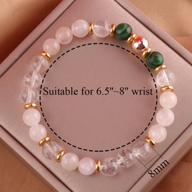 KSQS Healing Stone Bead Bracelet for Women, Natural Gemstones Balance Protection Bracelet, Spiritual Crystal Beads Bracelet Anxiety Relief with Meaning Card(#8)