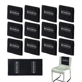 DIICCYO 12 Pcs Reserved Chair Signs for Church Pews Reserved, 22 Inch Black Reserved Seating Placeholder with White Printed Words, Seating Signs for Wedding Meeting Event Party