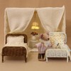 Dollhouse Bed,1:12 Pastoral Style Dollhouse Bedroom Furniture, White Rattan Bed
