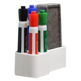 Storage Theory | 4 Pack Dry Erase Board Marker and Eraser Holder | Peel & Stick | No Hardware Required | White Color | Markers & Eraser NOT Included