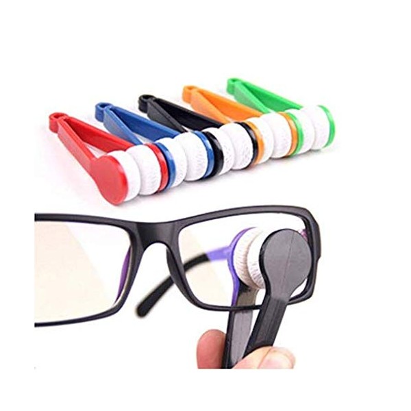 DNHCLL 5 PCS Mini Sun Glasses Eyeglass Microfiber Spectacles Cleaner Soft Brush Cleaning Tool Eyeglasses Cleaner Cleaning Clip (Random Color)
