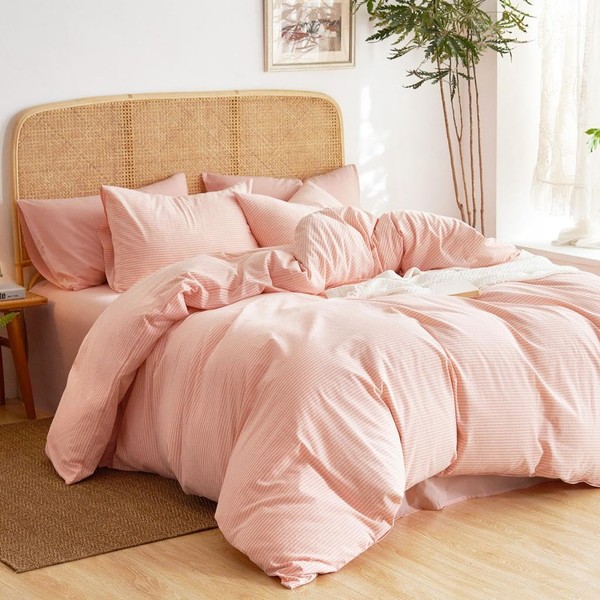 Wake In Cloud - Striped Cotton Duvet Cover Set, 100%