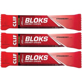 CLIF Bar Bloks Energy Chews Strawberry - Sports Supplements, 60 g (Strawberry - 3 Packs)