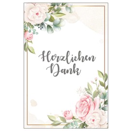 6 Premium Thank You Cards (Folding Cards) with 6 White Envelopes, Thank You, Cards, Thank You Cards, Wedding, Birth, Baby, Christening, Farewell, Birthday, Anniversary, Flowers Motif