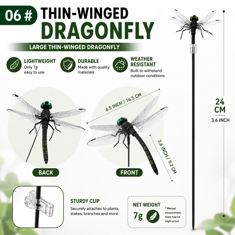 12-Piece Dragonfly Garden Clips for Plants and Yard Decor -