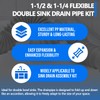 Cinsda Double Sink Drain Kit, Flexible Sink Drain Pipe 1-1/2
