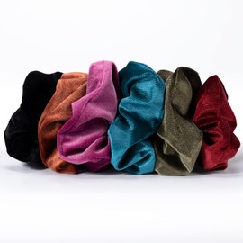 Rainspire Big Hair Scrunchies, Velvet Scrunchies for Women Soft Scrunchy Hair Ties Perfect Hair Accessories for Women/Girls, Suitable for All Hair Types, 6 Pack (Dark Color)