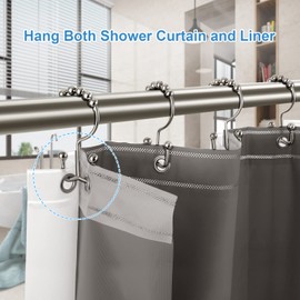 TENOVEL Never Rust 304 Stainless Steel Shower Rings, Rustproof Shower Curtain Hooks,Heavy Duty Roller Double Glide Shower Curtain Hooks for Bathroom Shower Liners, Brushed Nickel,Set of 12 Hooks
