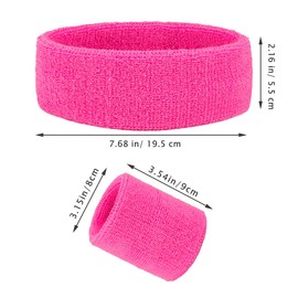 2 Sets Striped Sweatbands Set, 2 Pieces Sports Headband and 4 Pieces Wristbands Sweatbands Colorful Striped Sweatband Set American Flag Style for Men and Women(Pink)