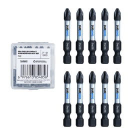 toolant 2 Inch Phillips Bit#2 Magnetic Anti Slip Impact Screwdriver Bits Set(10Pack),Insert S2 Steel PH2 Driver Dit Set with CNC Machined Tips for Power Drill