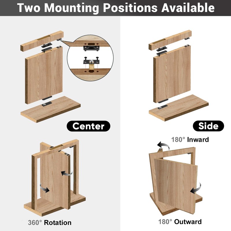Stainless Steel Hidden Door Hinges, Swing Pivot Hinges 360° Rotation,