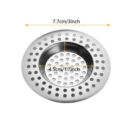 Stainless Steel Kitchen Sink Strainer Plug, Standard Strainer Drain Protector Hair/Food Catcher for Bathroom, Kitchen, Shower (External Diameter 7.7cm, Inner Diameter 4.5cm, Pack of 3)