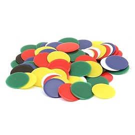 Hygloss Products Colored Bingo Chips - Plastic Color Bingo Supplies Discs for Counting, Game Tokens, Markers - Opaque, 7/8" Diameter, 100 Pack,59100