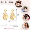 EAVUYIS Gold Flower Petal Dangle Earrings Long Lotus Flower Tassel
