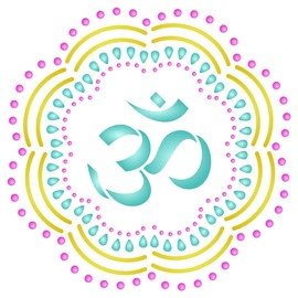 Om Mandala Stencil - Reusable Asian Aum Indian Mantra Sanskrit Hindu Spiritual Wall Stencil - Template on Paper Projects Scrapbook Bullet Diary Walls Floors Fabric Furniture Glass Wood etc, m