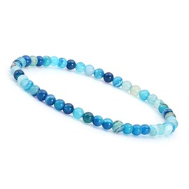 Unique Gems Subtle Gemstone Women's Bracelets Diameter 4 mm Chakra Beads Buddha Protective Bracelet, Gemstone, Blue Agate