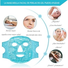 Máscaras de Hielo para Ojos y Cara, Mascarilla de Facial y Ojos Reutilizable, para Hinchazón/Ojeras/Migraña/Alivia Estrés, Compresa Fría o Caliente pa